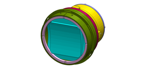 Isometric image of a cylinder lens assembly.