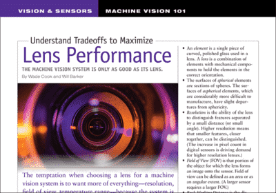 Lens Performance Machine Vision article